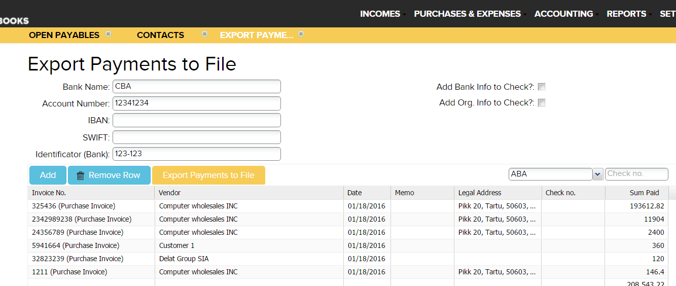 ABA files - export-payments-to-file