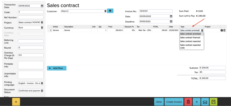 Contracts module - ERPLY Books